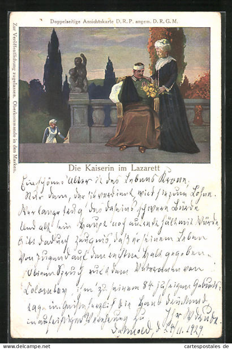 AK Die Kaiserin Im Lazarett, Kaiser Wilhelm II. An Der Front  - Royal Families