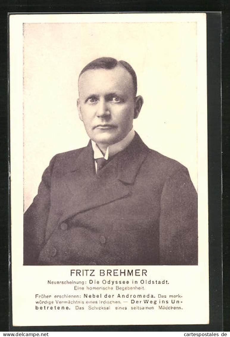 AK Portrait Von Schriftsteller Fritz Brehmer  - Schrijvers