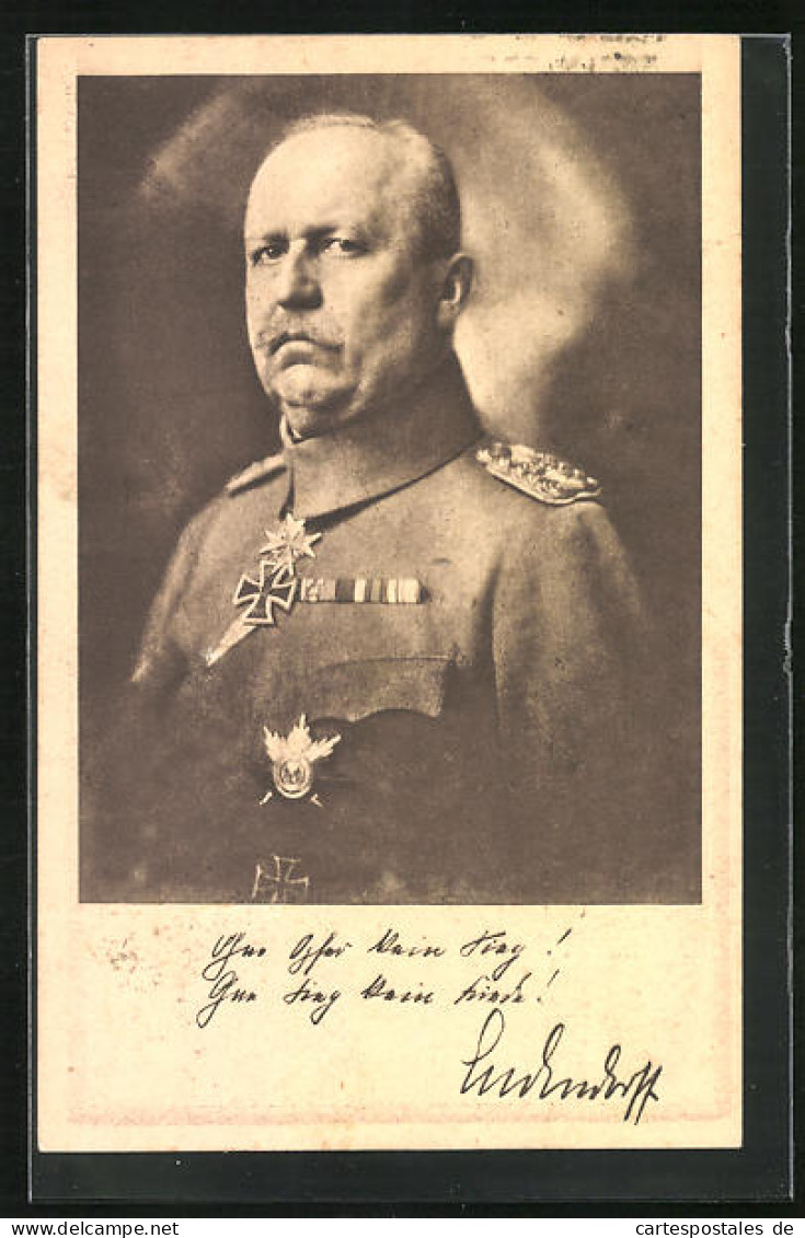 AK Erich Ludendorff In Uniform Und Verdienstkreuz  - Historische Persönlichkeiten