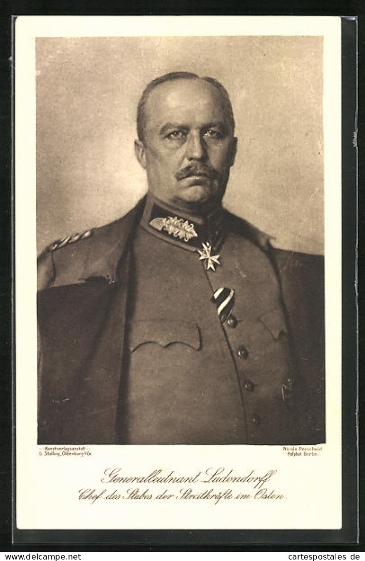 AK Generalleutnant Erich Ludendorff, Chef D. Stabes Der Streitkräfte Im Osten  - Personnages Historiques