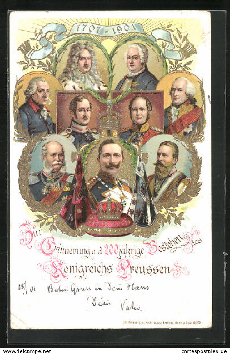 Präge-AK Friedrich Wilhelm III. Von Preussen, 200 Jähr. Bestehen D. Königr. Preussen  - Familles Royales