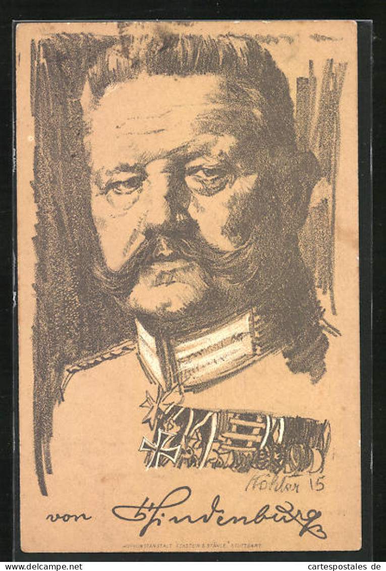 Künstler-AK Bkeistiftzeichnung Paul Von Hindenburg  - Personaggi Storici