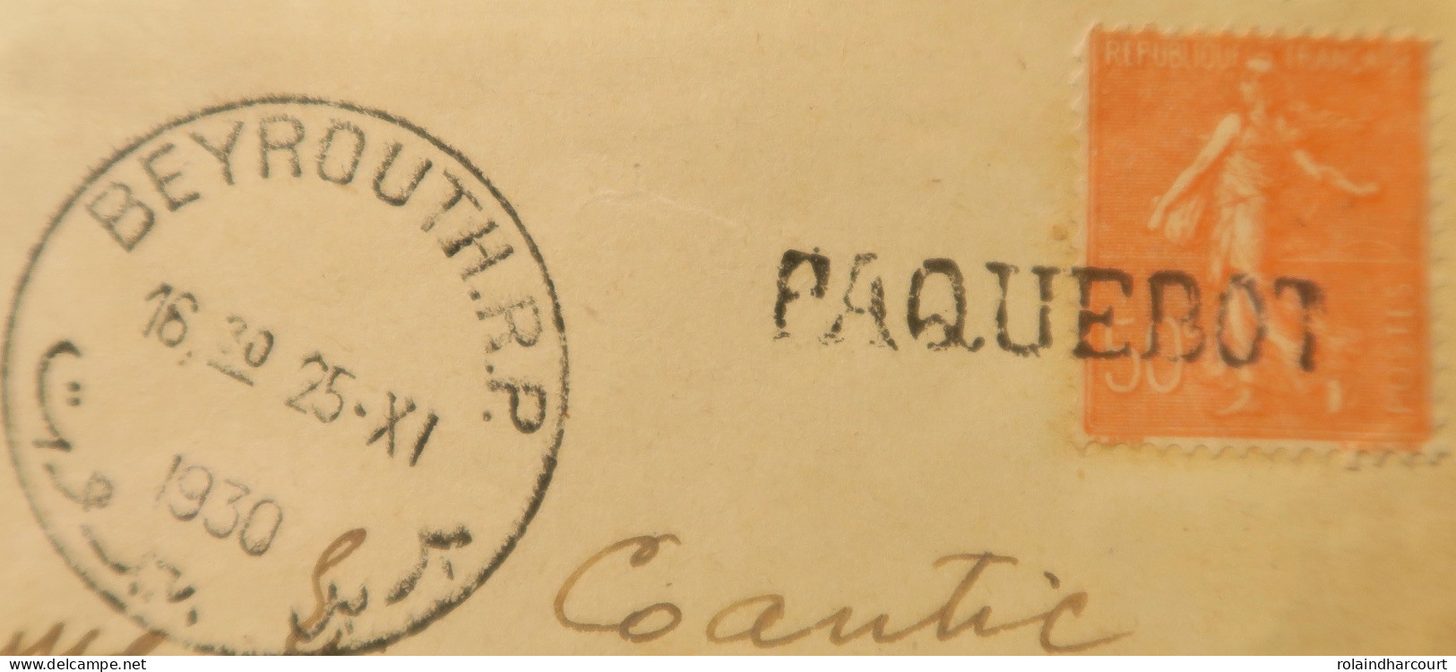 A551 - POSTE MARITIME - PAQUEBOT " AMBOISE " - 'LETTRE (LSC) BEYROUTH (LIBAN) 25 NOV 1930 à PARIS - Marque " PAQUEBOT " - Schiffspost