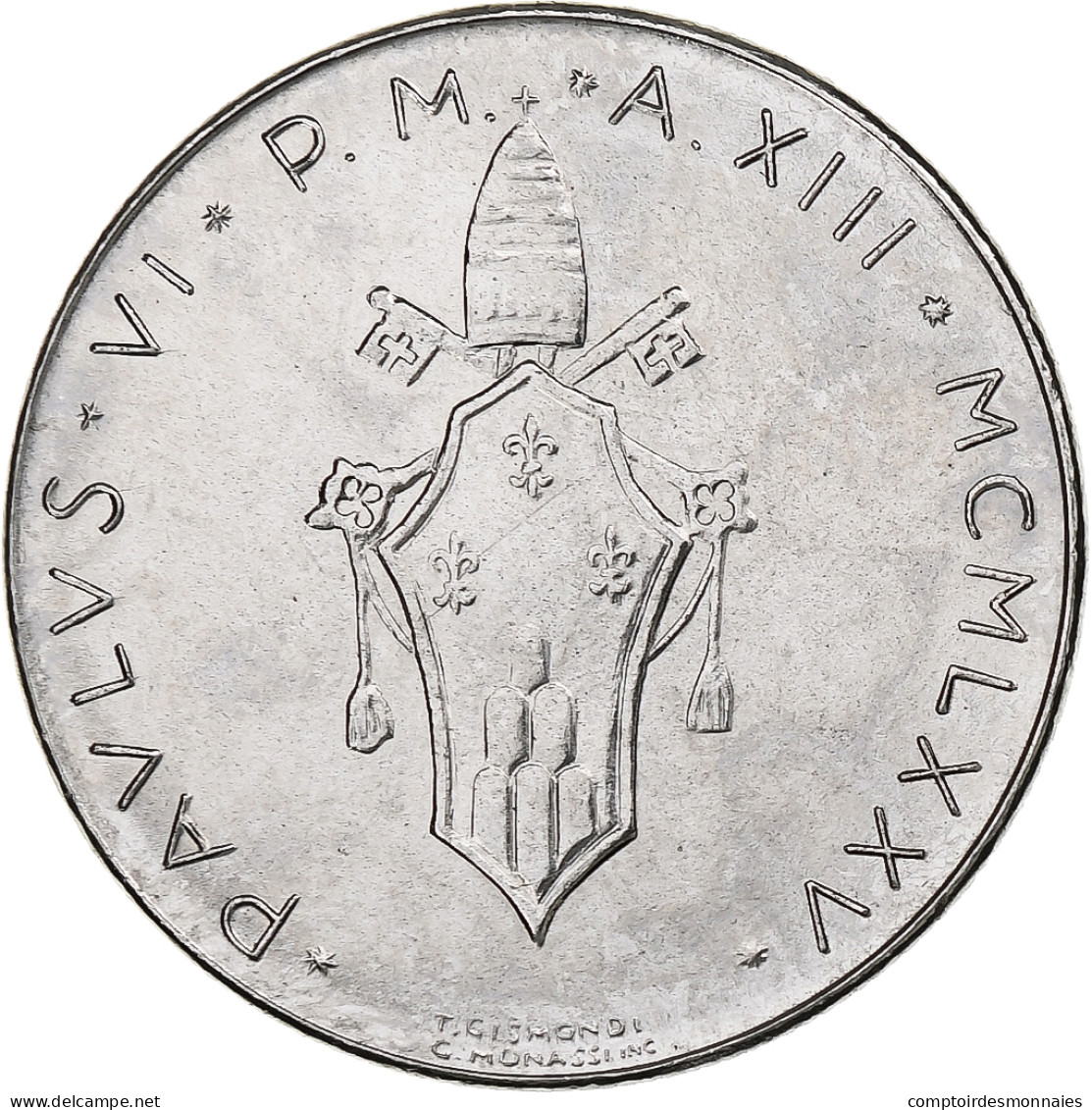 Vatican, Paul VI, 50 Lire, 1975 (Anno XIII), Rome, Acier Inoxydable, SPL+ - Vatikan