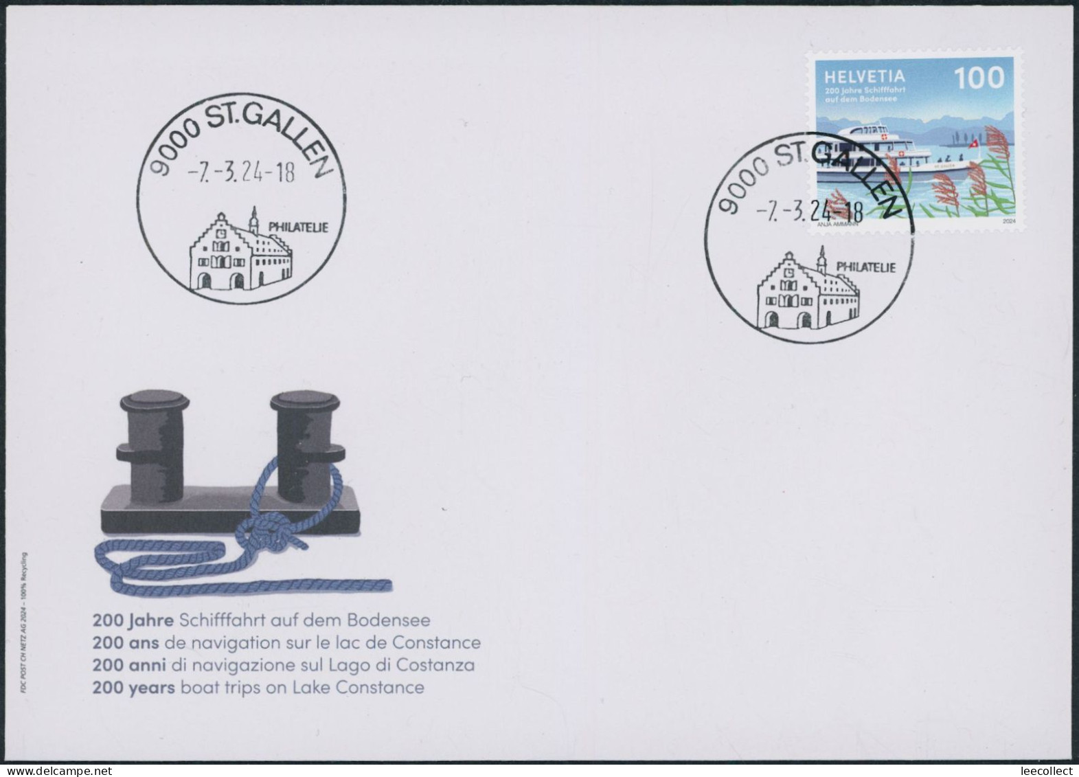 Suisse - 2024 - Schifffahrt Bodensee - Ersttagsbrief FDC ET - Storia Postale