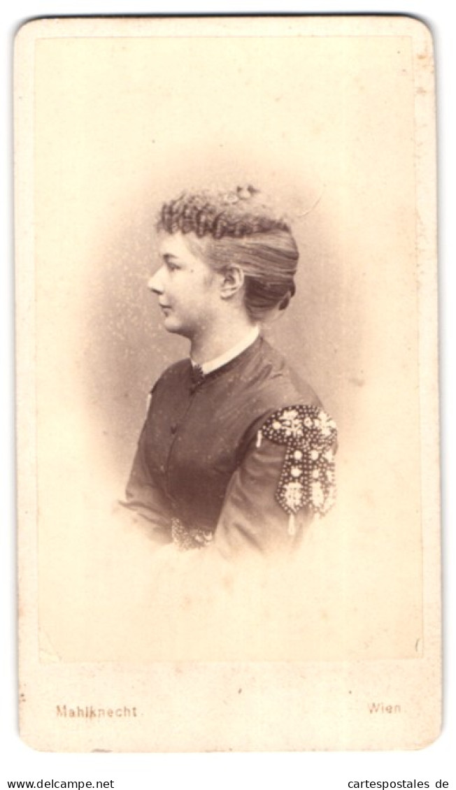 Fotografie Mahlknecht, Wien, Windmühlgasse 7, Elise Schlinkert Im Biedermeierkleid Mit Locken  - Anonymous Persons