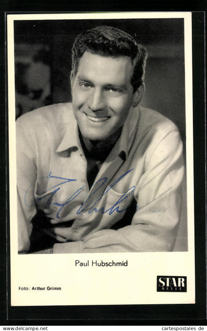 AK Schauspieler Paul Hubschmid Mit Nettem Lächeln, Autograph  - Acteurs