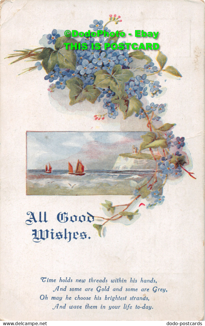 R451491 All Good Wishes. Blue Flowers. M. B. Series No. 247 - Monde