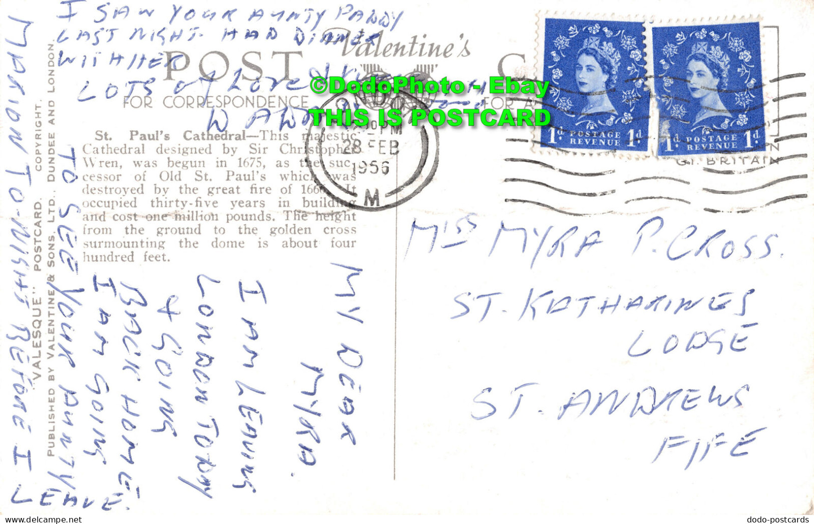 R451695 London. St. Paul Cathedral. Valentine. Valesque. 1956 - Andere & Zonder Classificatie