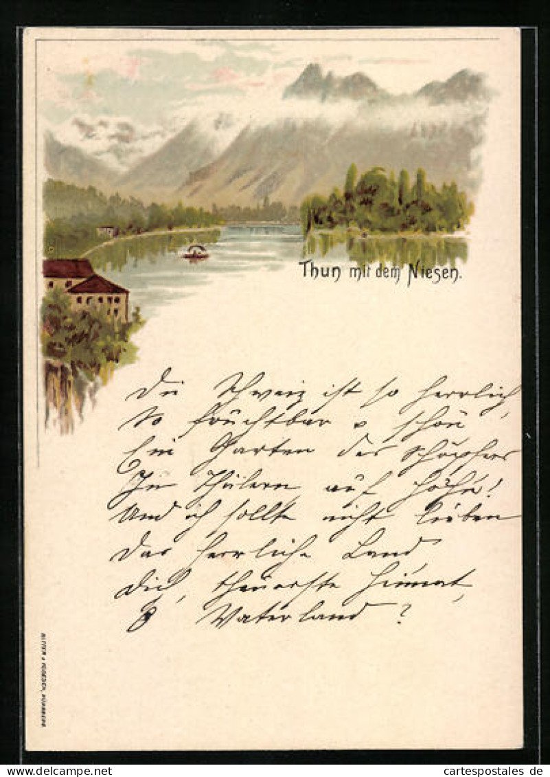 Lithographie Thun, Blick Zum Niesen  - Sonstige & Ohne Zuordnung