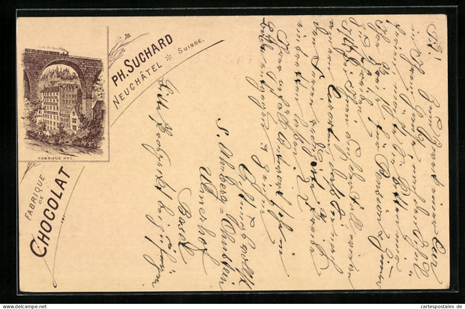 Vorläufer-Lithographie Neuchatel, 1893, Suchard, Fabrique De Chocolat No. 1  - Landwirtschaftl. Anbau