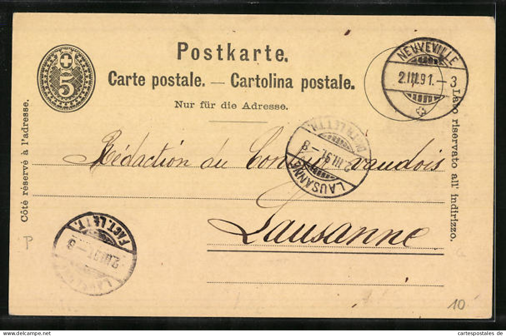 Vorläufer-Lithographie Neuchatel, 1891, Chocolat Suchard, Fabrique No. 5  - Landwirtschaftl. Anbau