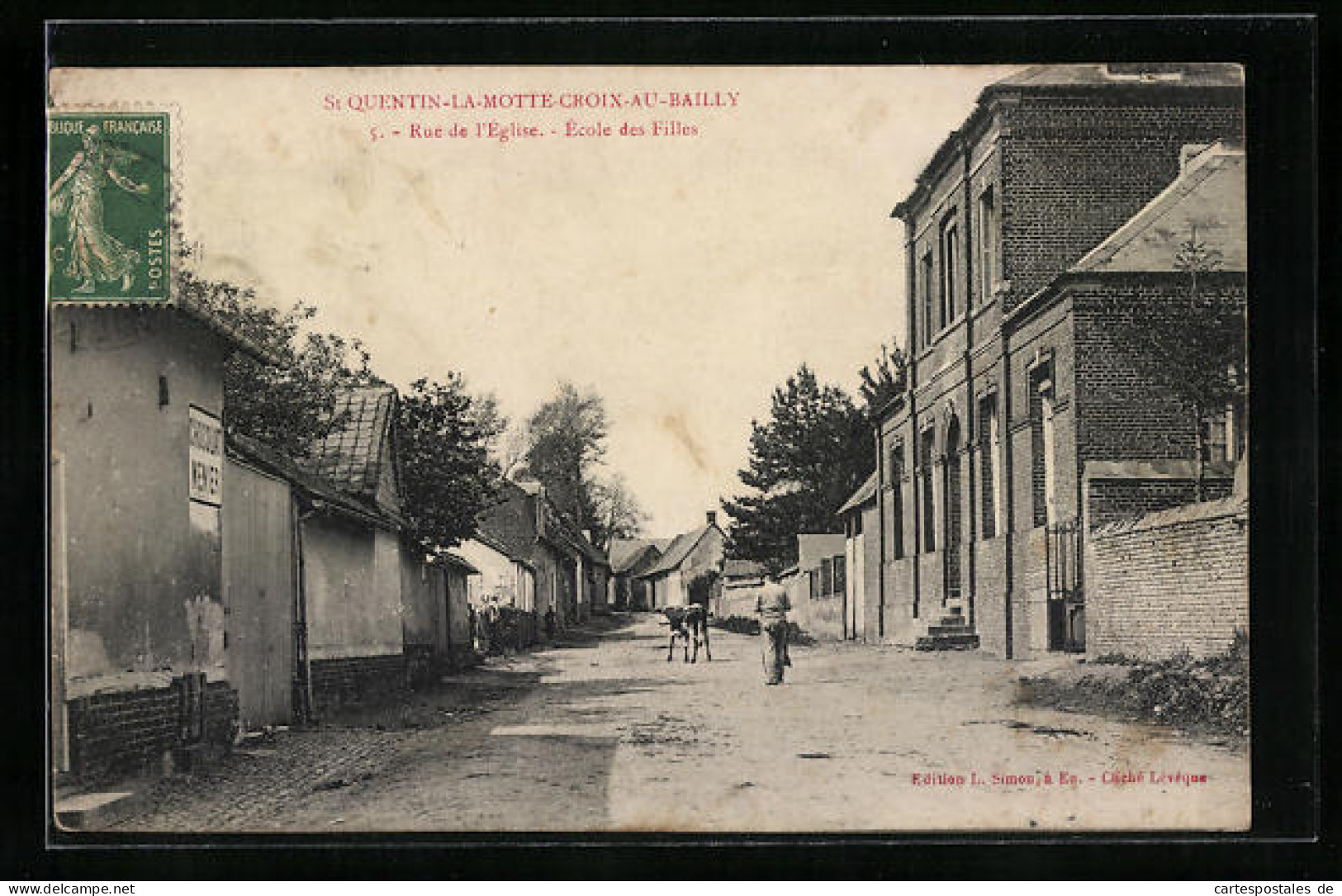 CPA St Quentin-la-Motte-Croix-au-Bailly, Rue De L`Eglise  - Otros & Sin Clasificación