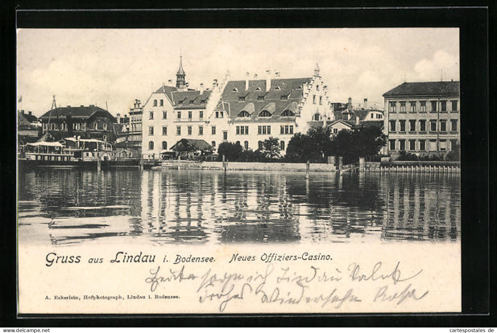 AK Lindau I. Bodensee, Wasserpartie Mit Neuem Offiziers-Casino  - Lindau A. Bodensee