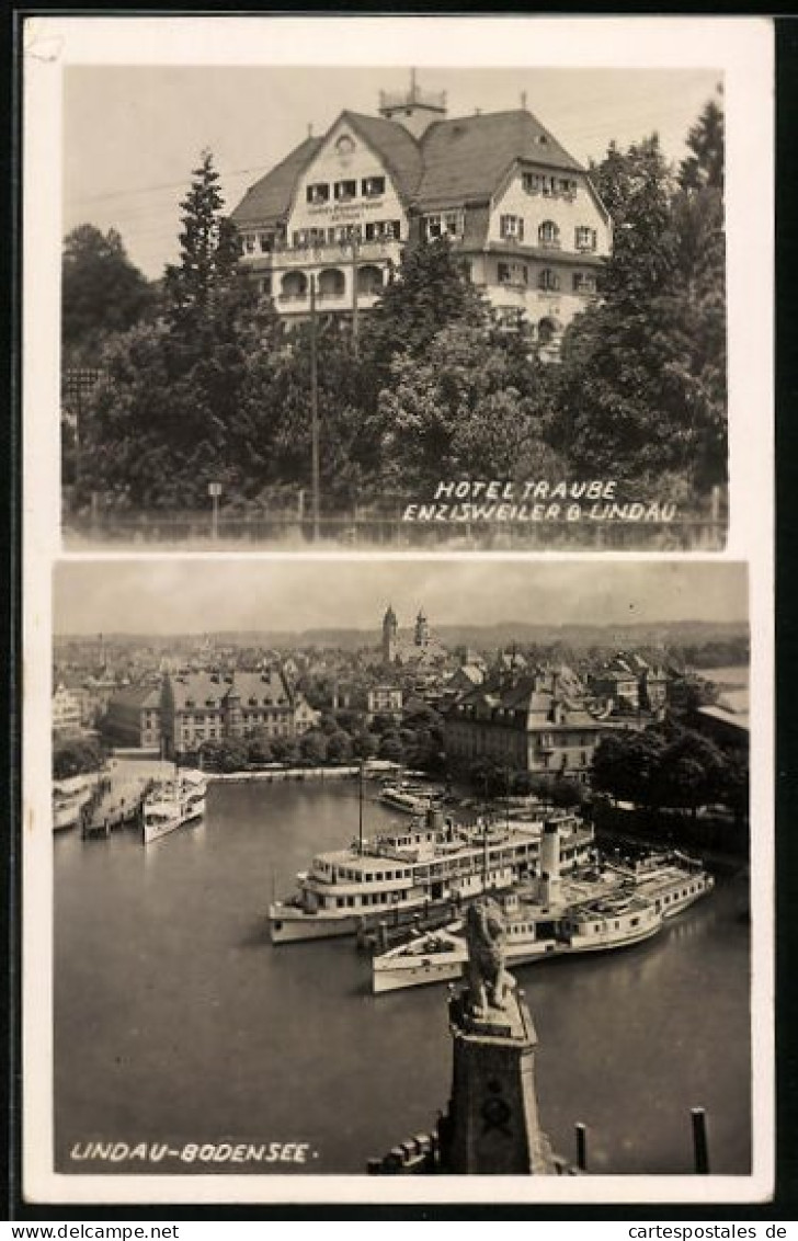 AK Lindau I. B., Hotel Traube Enzisweiler, Hafenpartie  - Lindau A. Bodensee