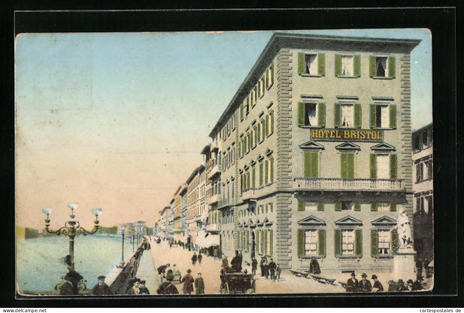 Cartolina Firenze, Lung` Arno Nuovo E Hôtel Bristol  - Firenze (Florence)