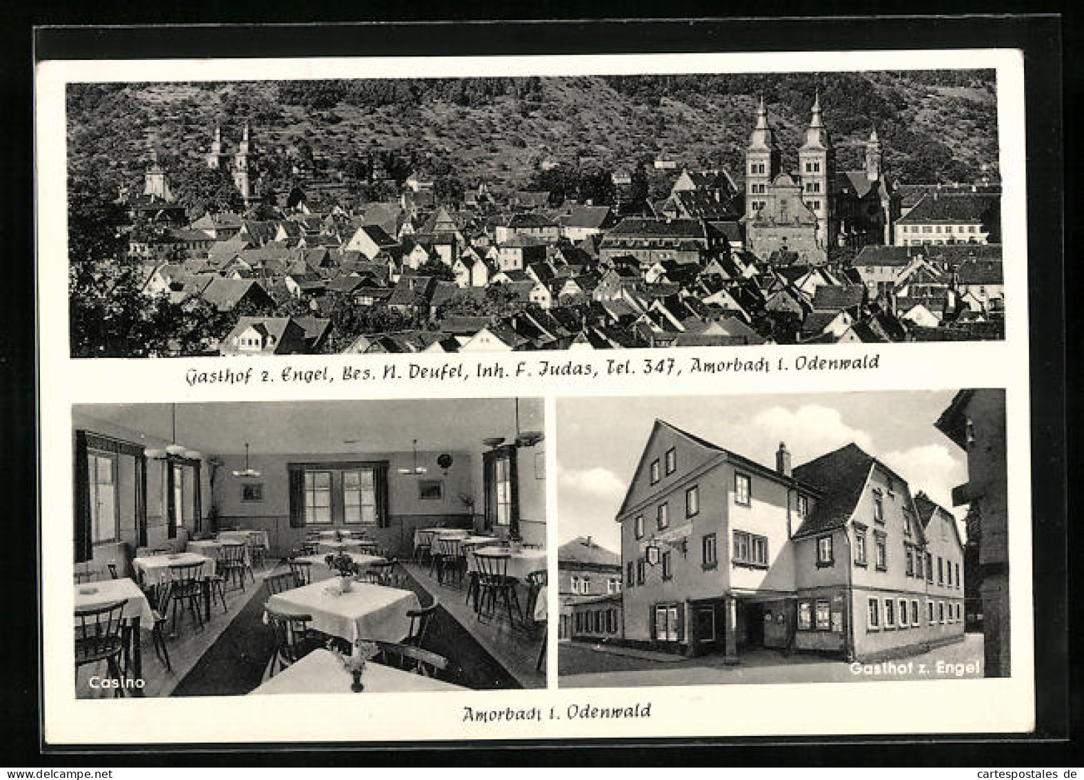 AK Amorbach /Odenwald, Gasthof Z. Engel, Ortspartie  - Amorbach