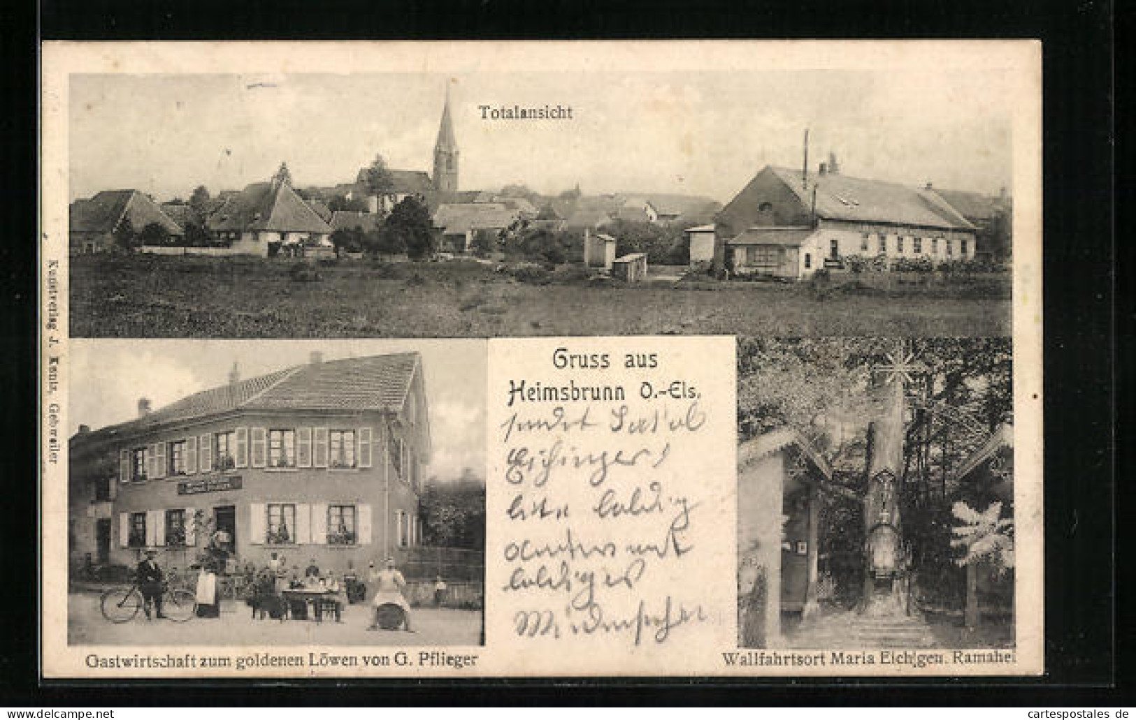 CPA Heimsbrunn, Gasthaus Zum Goldenen Löwen, Vue Générale, Wallfahrtsort Maria Eich  - Autres & Non Classés