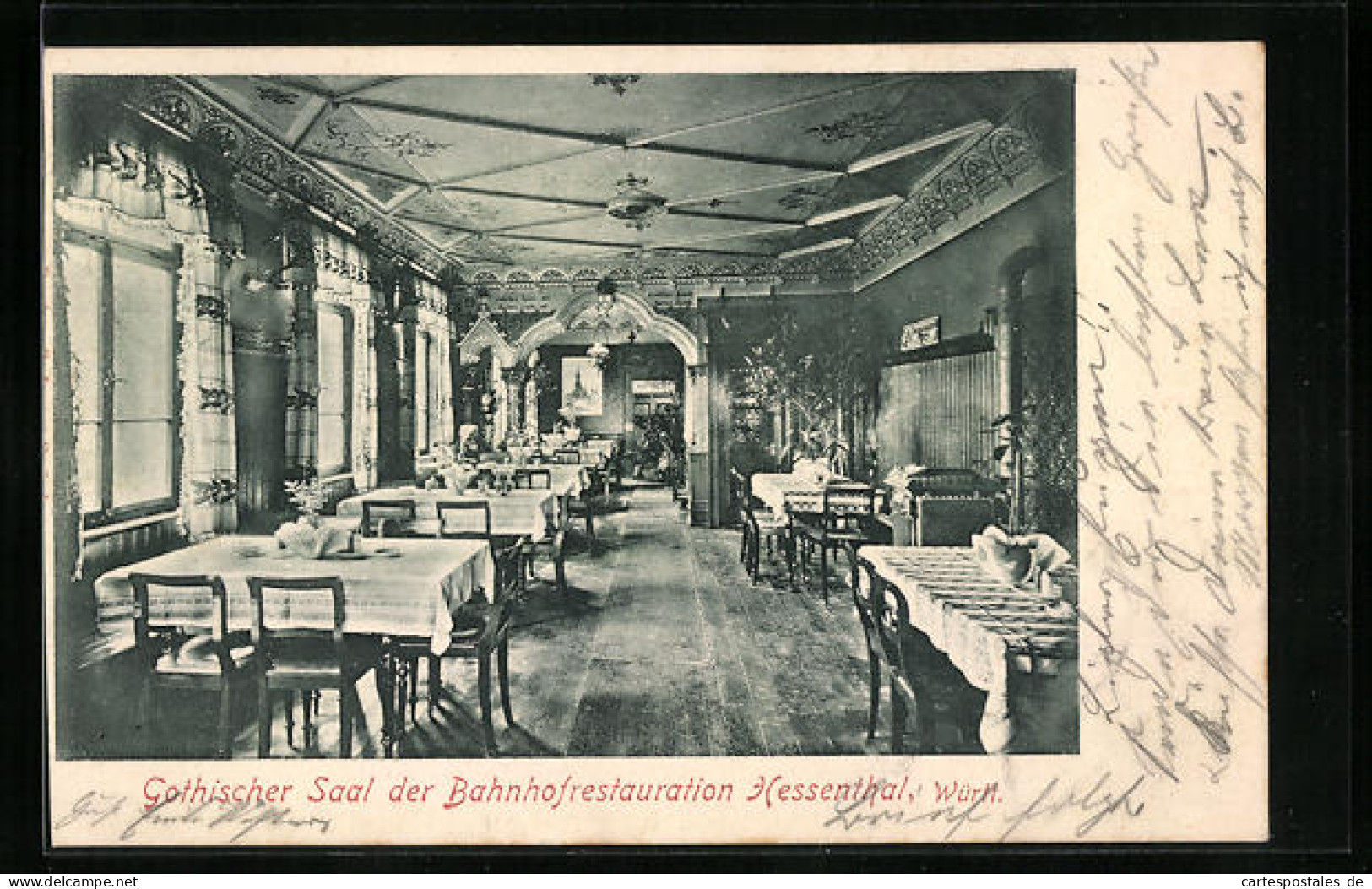 AK Hessental /Württ., Bahnhofsrestaurant, Gothischer Saal, Innenansicht  - Autres & Non Classés
