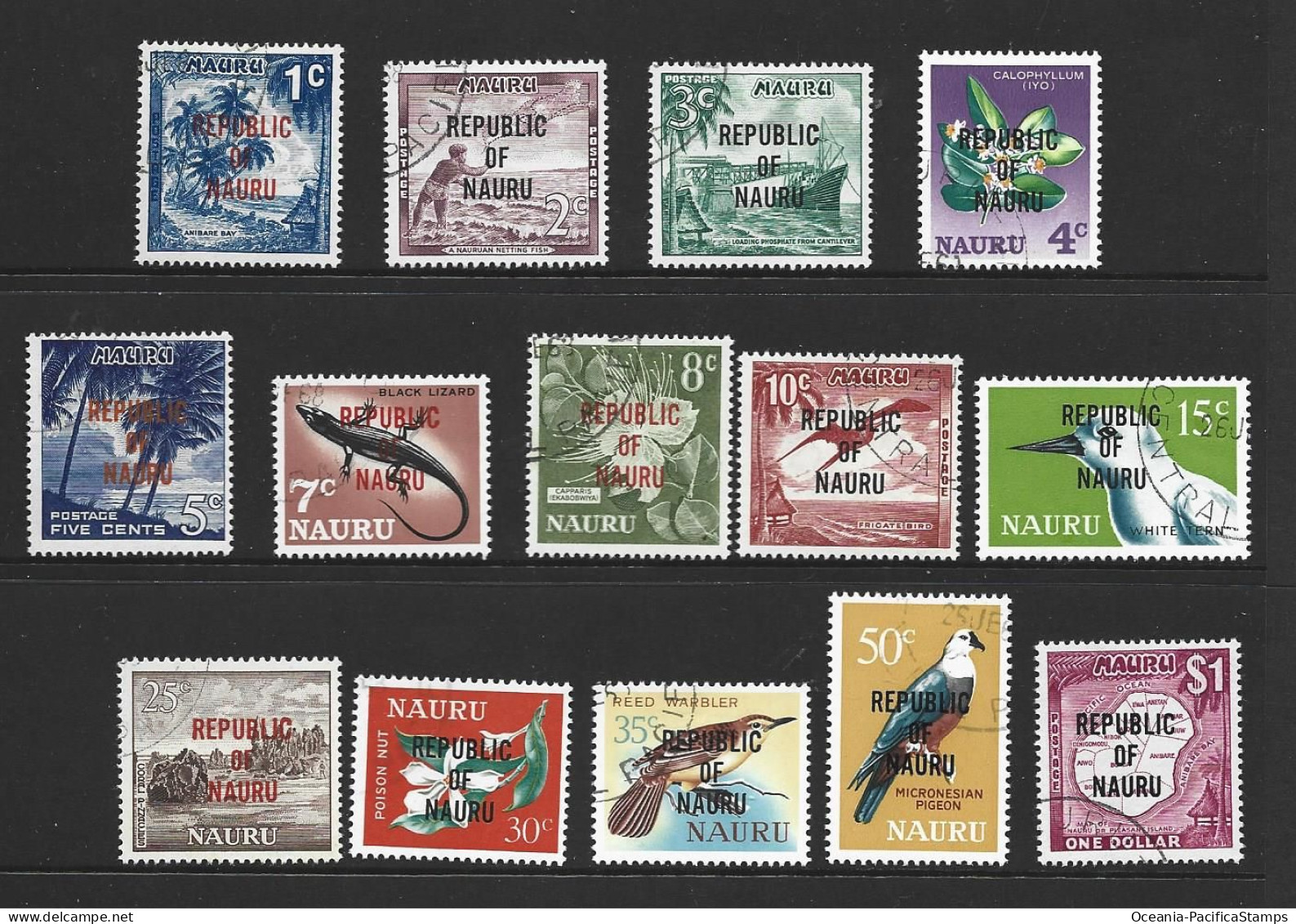 Nauru 1968 Republic Overprint Definitive Set Of 14 VFU - Nauru