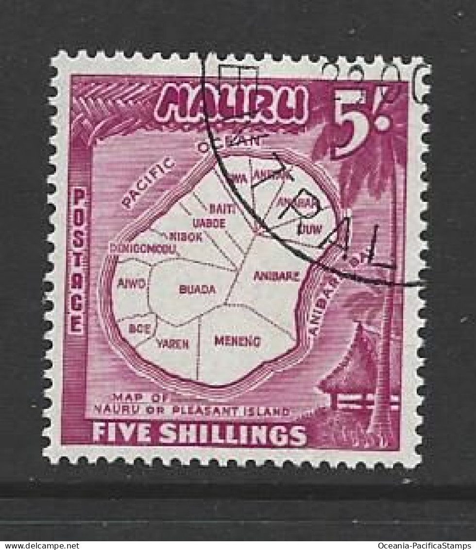 Nauru 1954 Definitives 5/- Island Map FU - Nauru