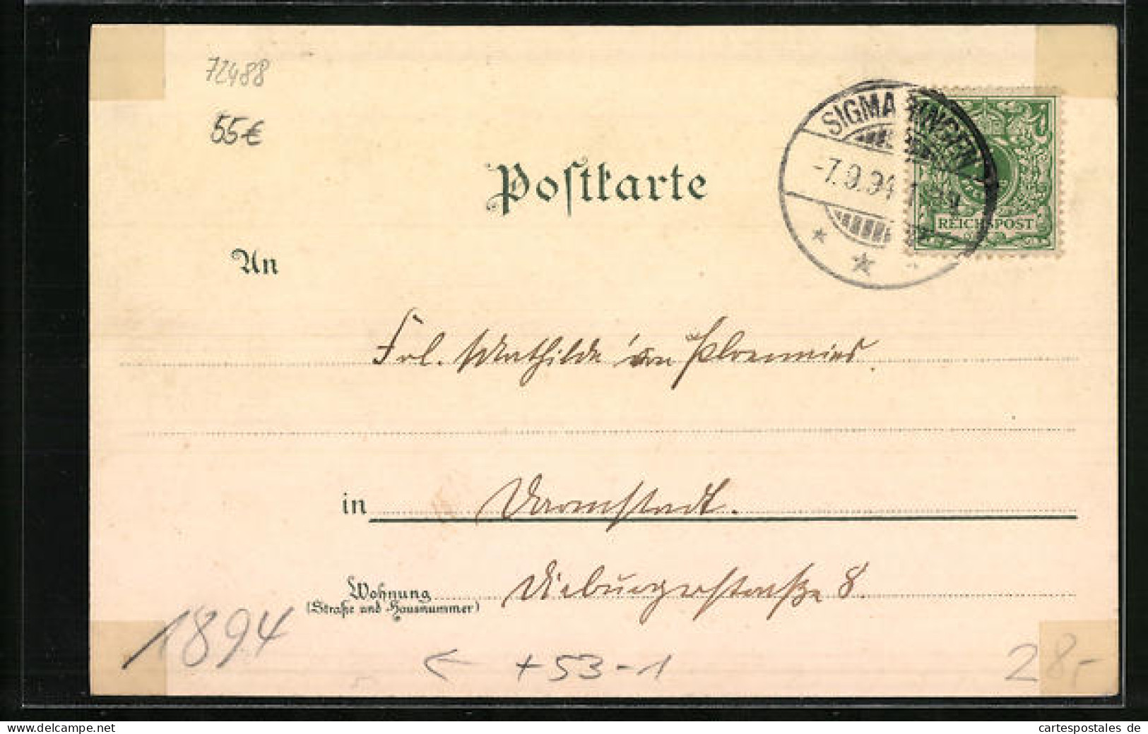 Vorläufer-Lithographie Sigmaringen, 1894, Teilansicht  - Sigmaringen