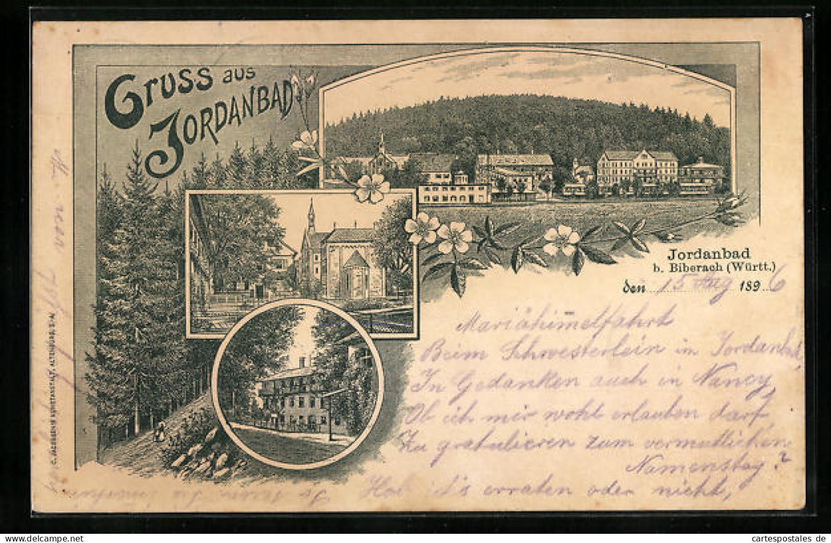 Lithographie Jordanbad, Ortspartie, Panorama  - Sonstige & Ohne Zuordnung