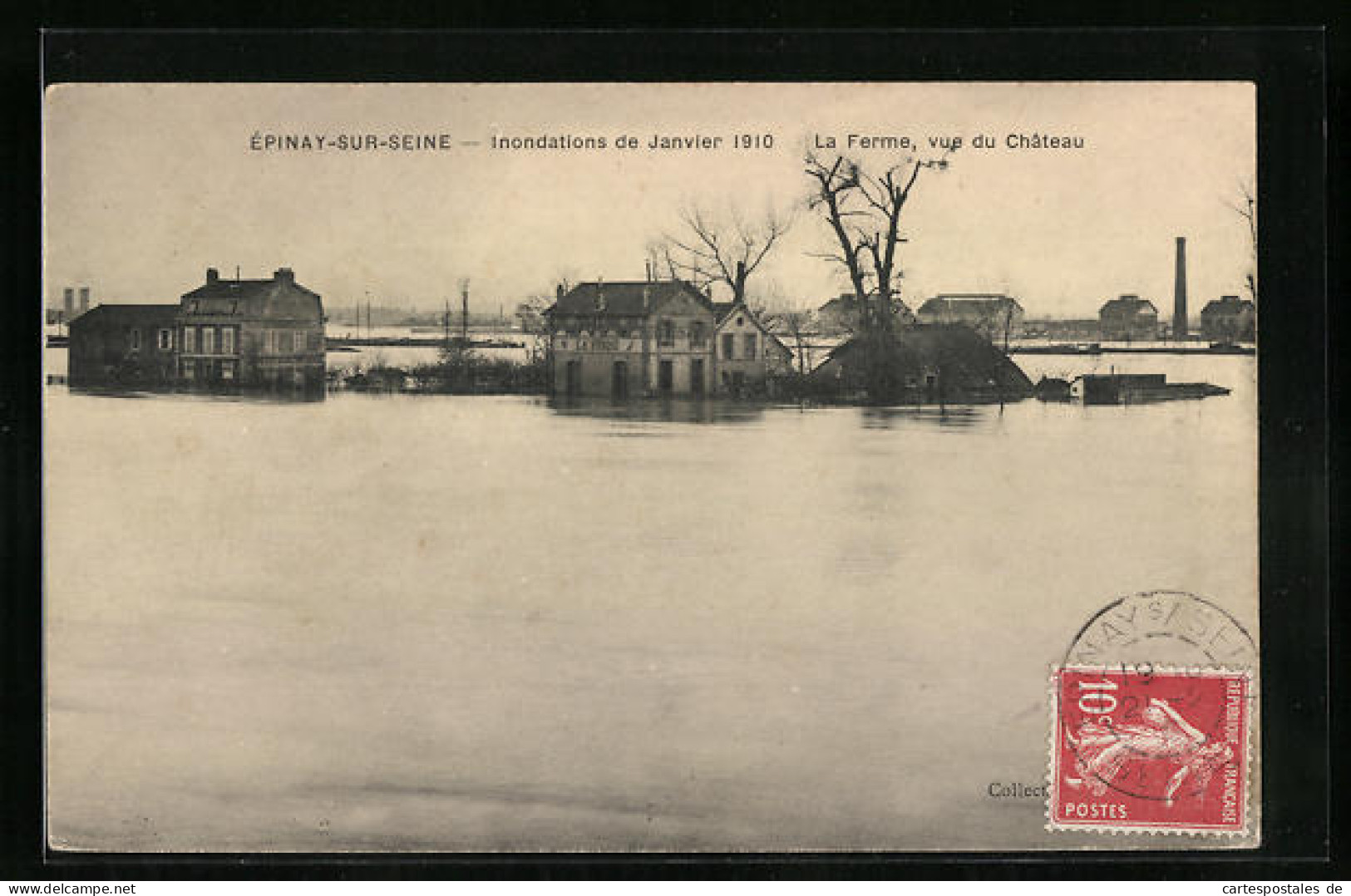 CPA Epinay-sur-Seine, Inondations De Janvier 1910, La Fermer, Vue Du Chateau, Inondation  - Autres & Non Classés