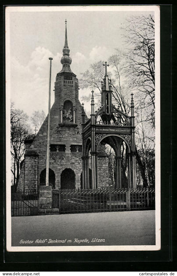 AK Lützen, Gustav Adolf-Denkmal Mit Kapelle  - Lützen