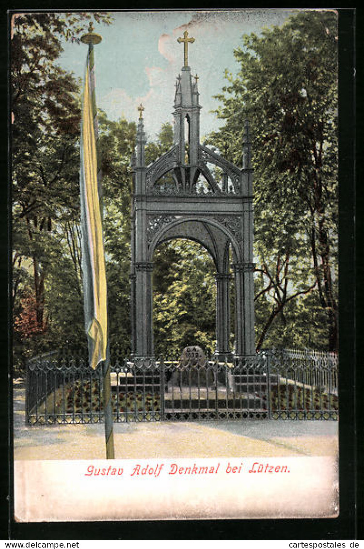 AK Lützen, Gustav Adolf Denkmal  - Lützen