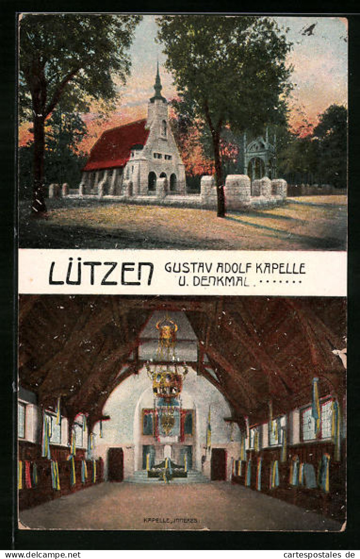 AK Lützen, Gustav Adolf Kapelle U. Denkmal, Innenansicht  - Lützen