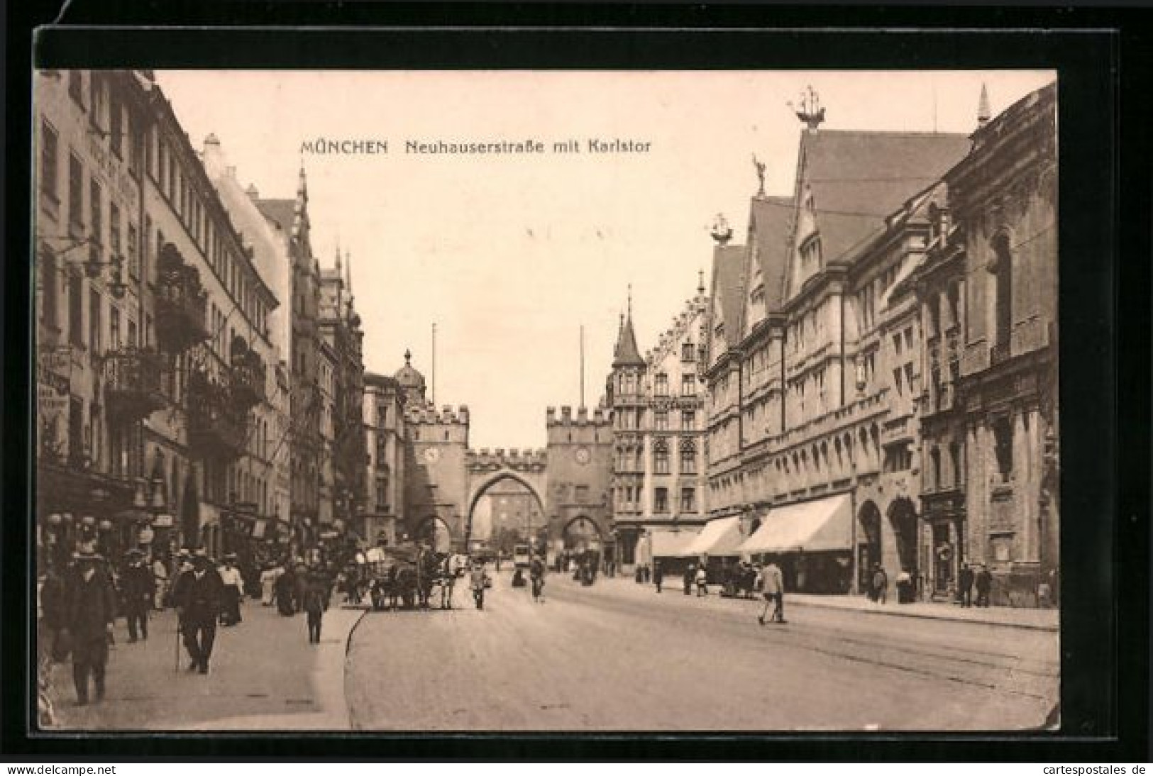 AK München, Neuhauserstrasse Mit Geschäften Und Karlstor  - München