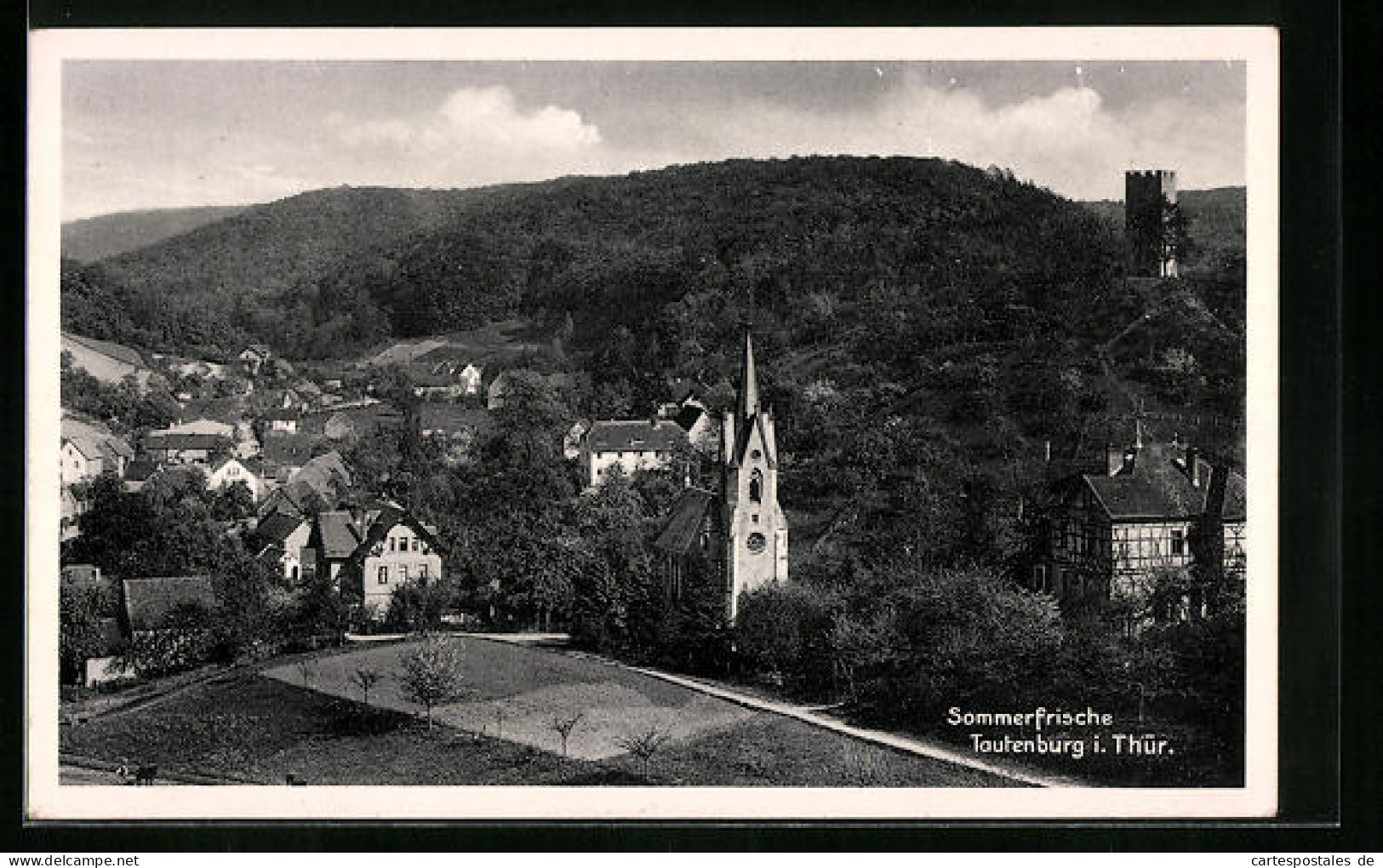 AK Tautenburg I. Thür., Ortspartie Mit Kirche  - Andere & Zonder Classificatie