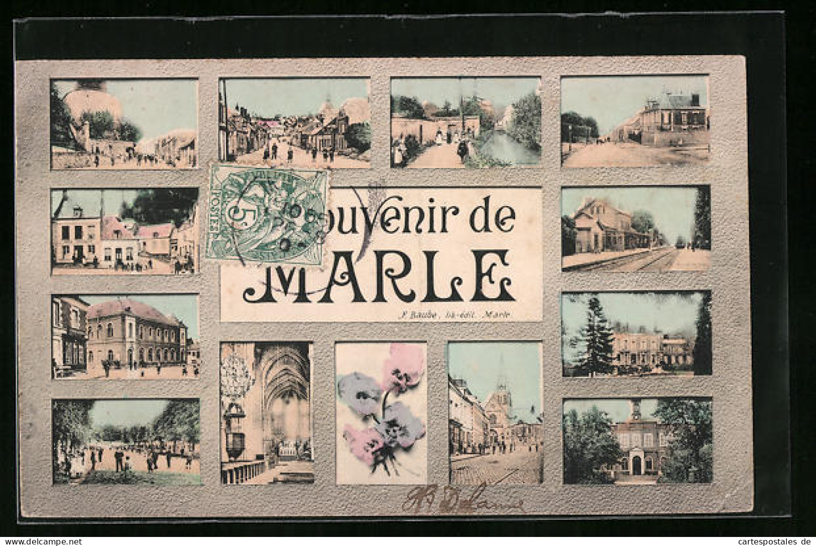 CPA Marle, La Gare, L'Église, Une Rue  - Other & Unclassified