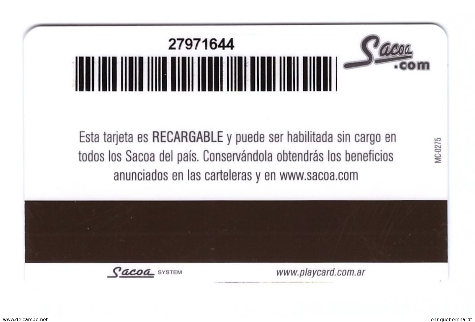 TARJETA RECARGABLE SACOA ENTERTAINMENT - Otros & Sin Clasificación