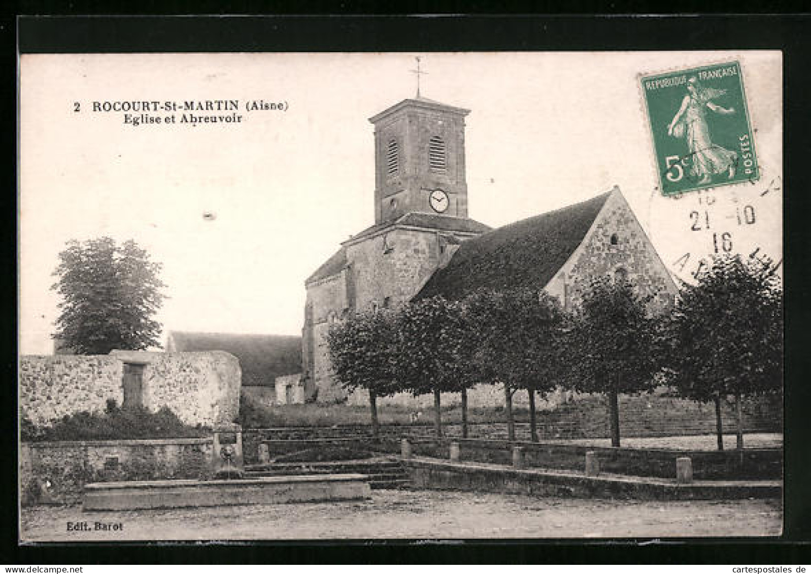 CPA Rocourt-St-Martin, Eglise Et Abreuvoir  - Other & Unclassified