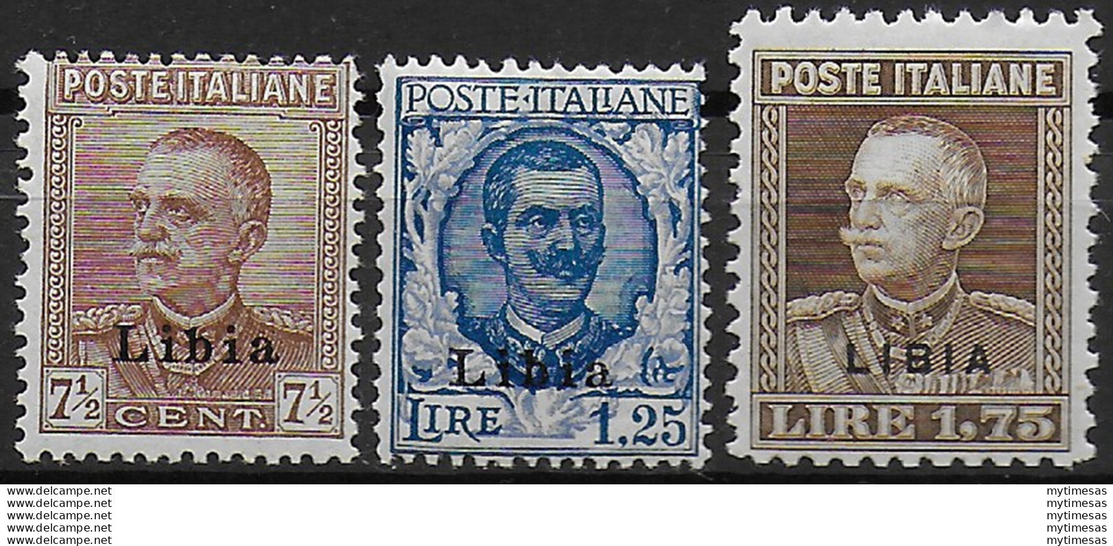 1928-29 Libia VE III 3v. Sopr. MNH Sassone N. 78/80 - Sonstige & Ohne Zuordnung