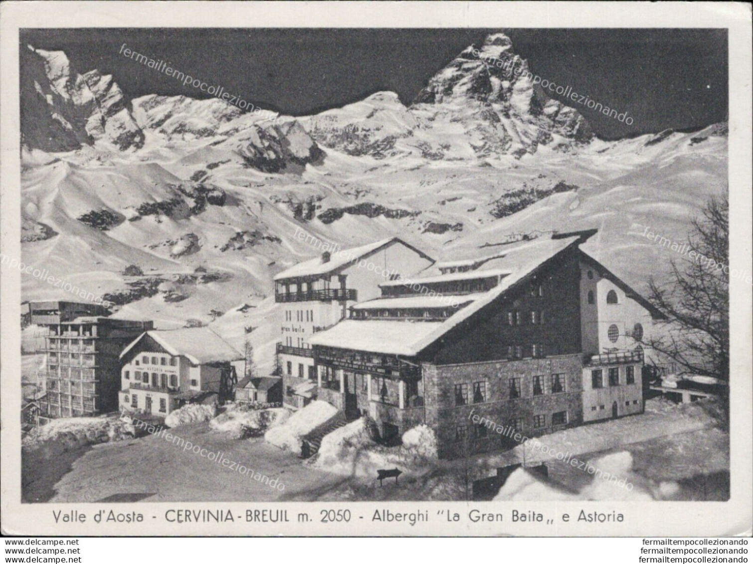 Ar364 Cartolina Valle D'aosta Cervinia Breuil Alberghi - Aosta