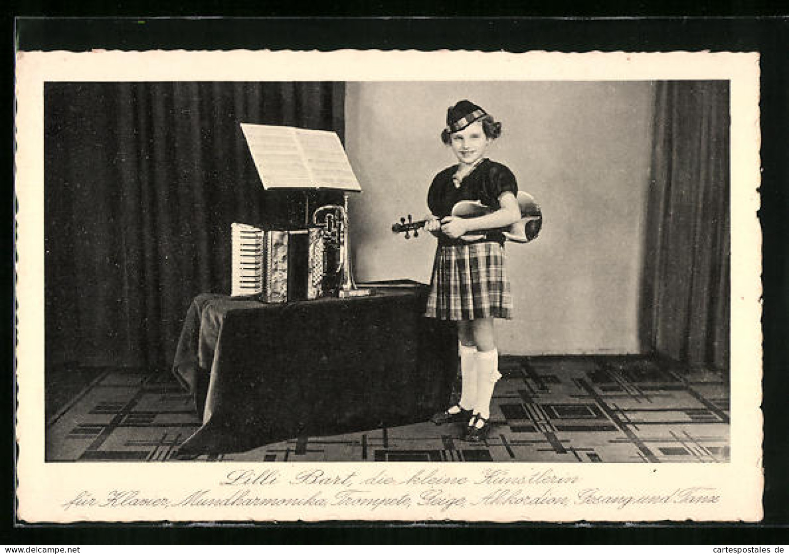 AK Lilli Bart, Die Kleine Künstlerin Für Klavier, Mundharmonika, Trompete, Geige, Akkordeon, Gesang Und Tanz  - Musik Und Musikanten