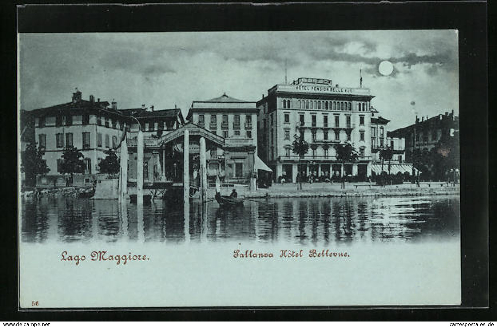 Lume Di Luna-Cartolina Pallanza, Hotel Bellevue, Lago Maggiore  - Other & Unclassified