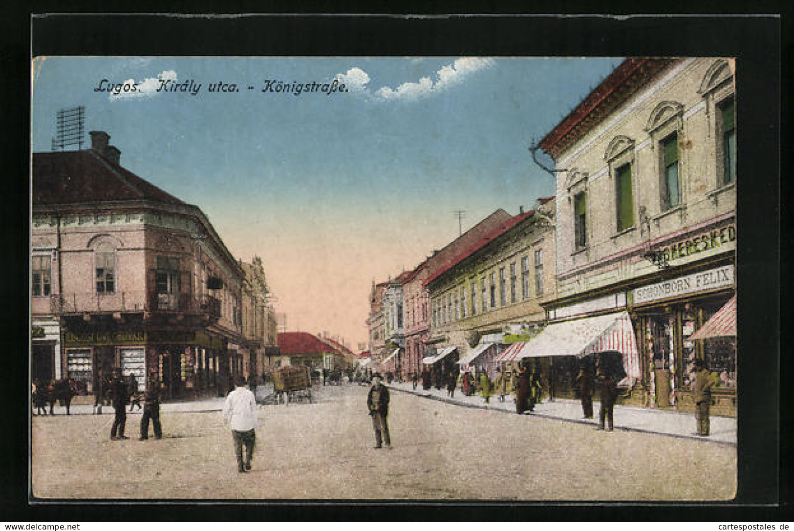 AK Lugos, Königstrasse Mit Geschäften  - Rumänien