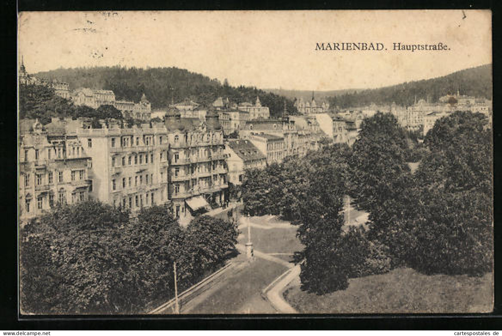 AK Marienbad, Hauptstrasse Mit Bäumen  - Tchéquie