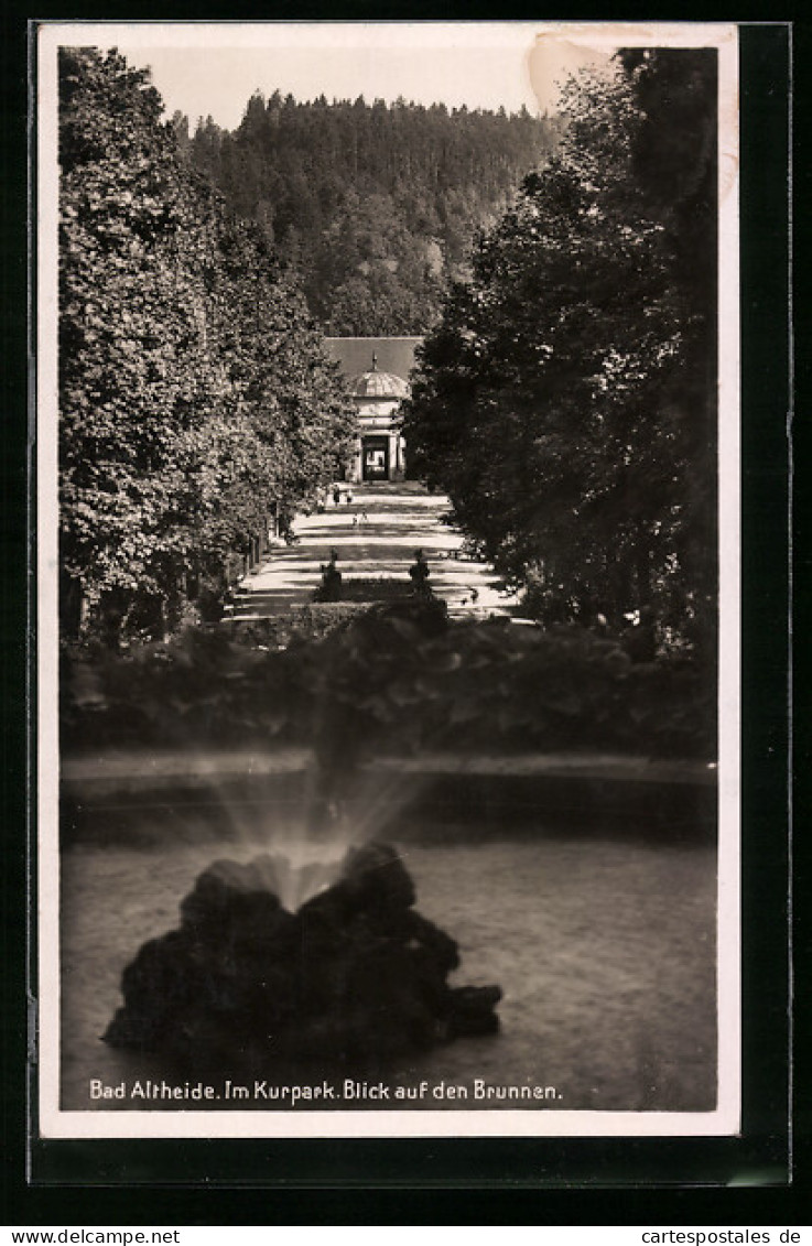 AK Bad Altheide, Im Kurpark, Blick Auf Den Brunnen  - Schlesien