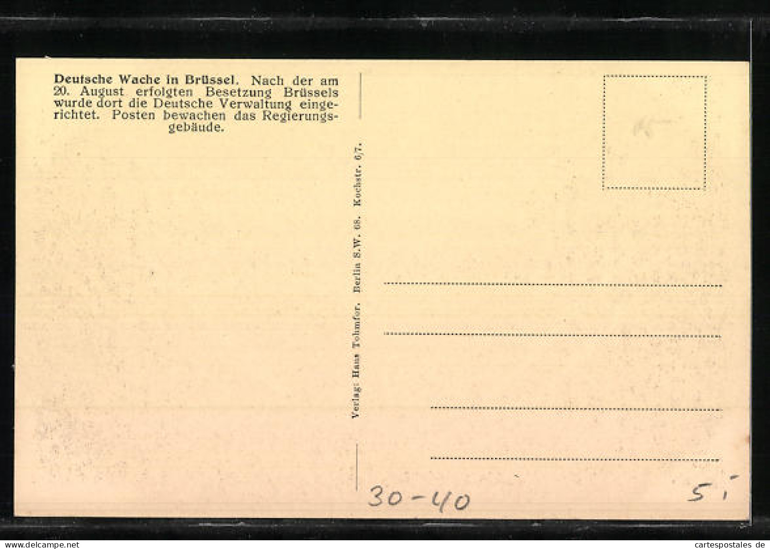 AK Deutsche Wache In Brüssel, Deutsche Besetzung  - War 1914-18