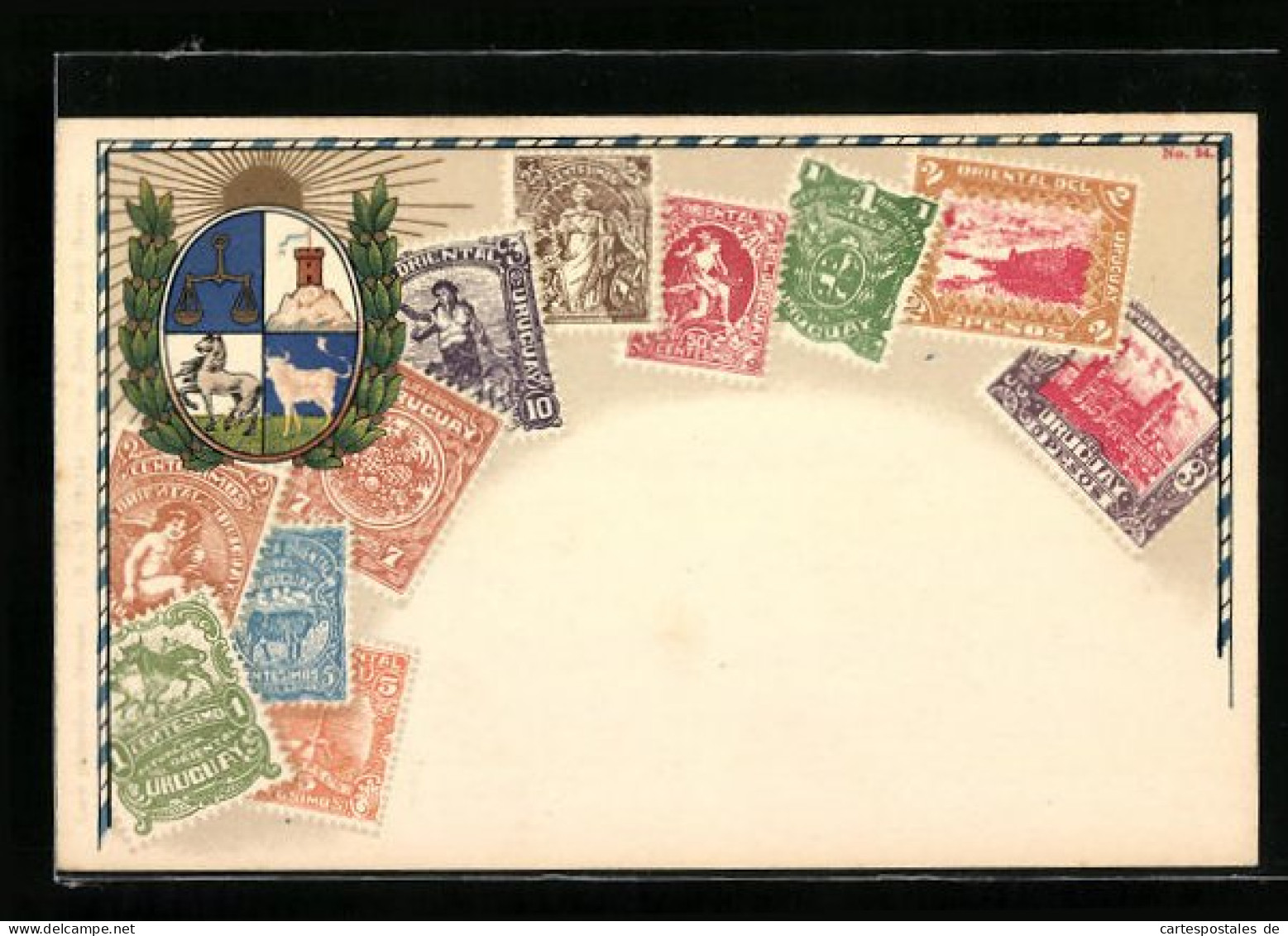 Lithographie Uruguay, Sammlung Briefmarken Mit Staatswappen  - Briefmarken (Abbildungen)