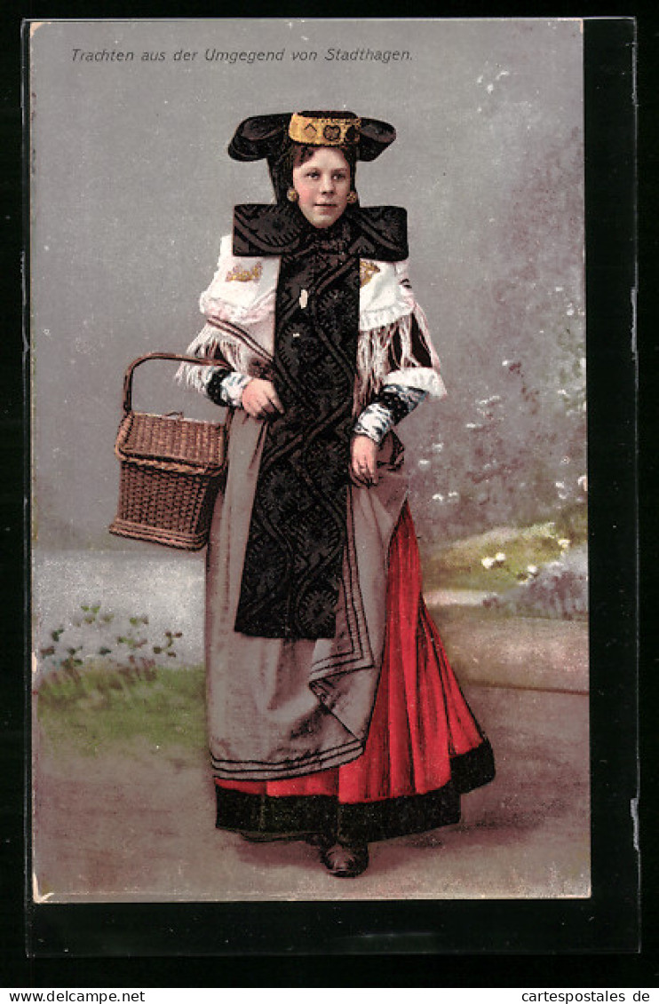 AK Stadthagen, Frau In Tracht Mit Korb  - Costumes