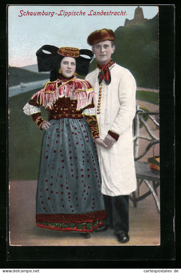 AK Paar In Schaumburg-Lippischer Landestracht  - Costumes