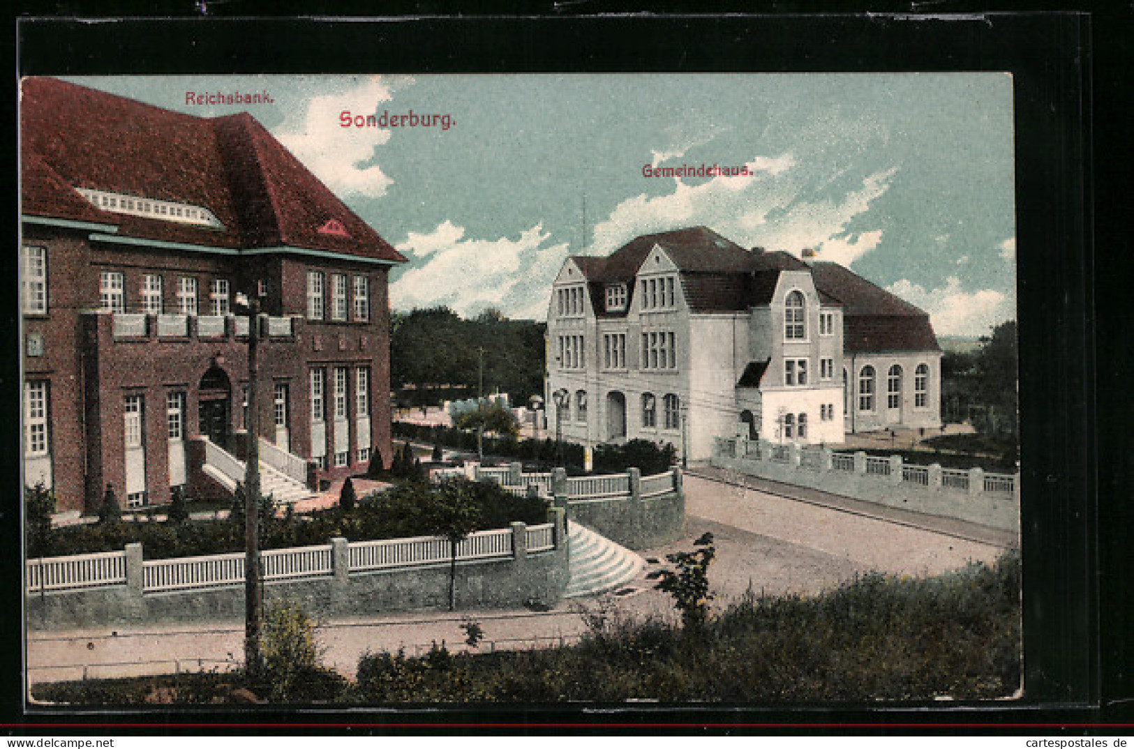 AK Sonderburg, Reichsbank, Gemeindehaus  - Danemark