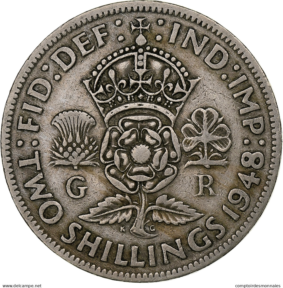 Grande-Bretagne, George VI, 2 Shillings, 1948, Londres, Cupro-nickel, TTB - J. 1 Florin / 2 Shillings