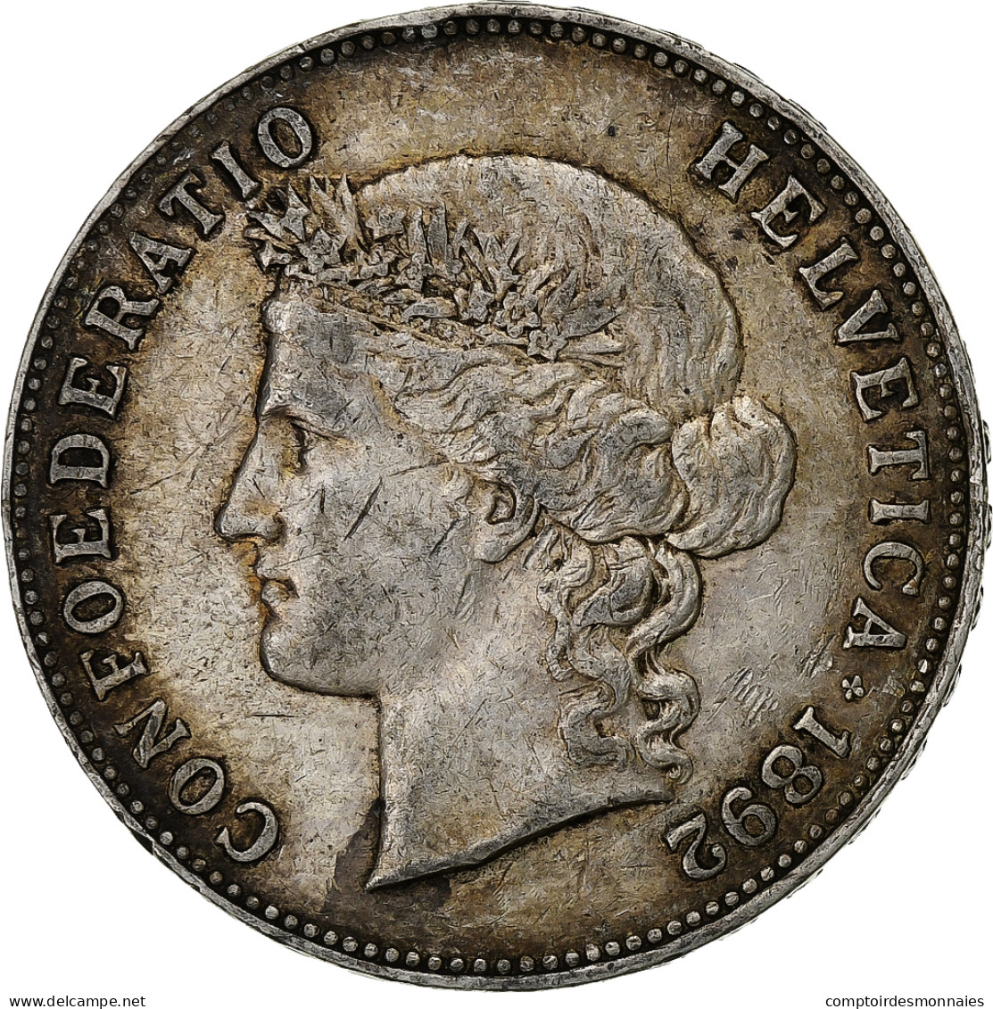 Suisse, 5 Francs, 1892, Bern, Argent, TB+, KM:34 - Otros & Sin Clasificación